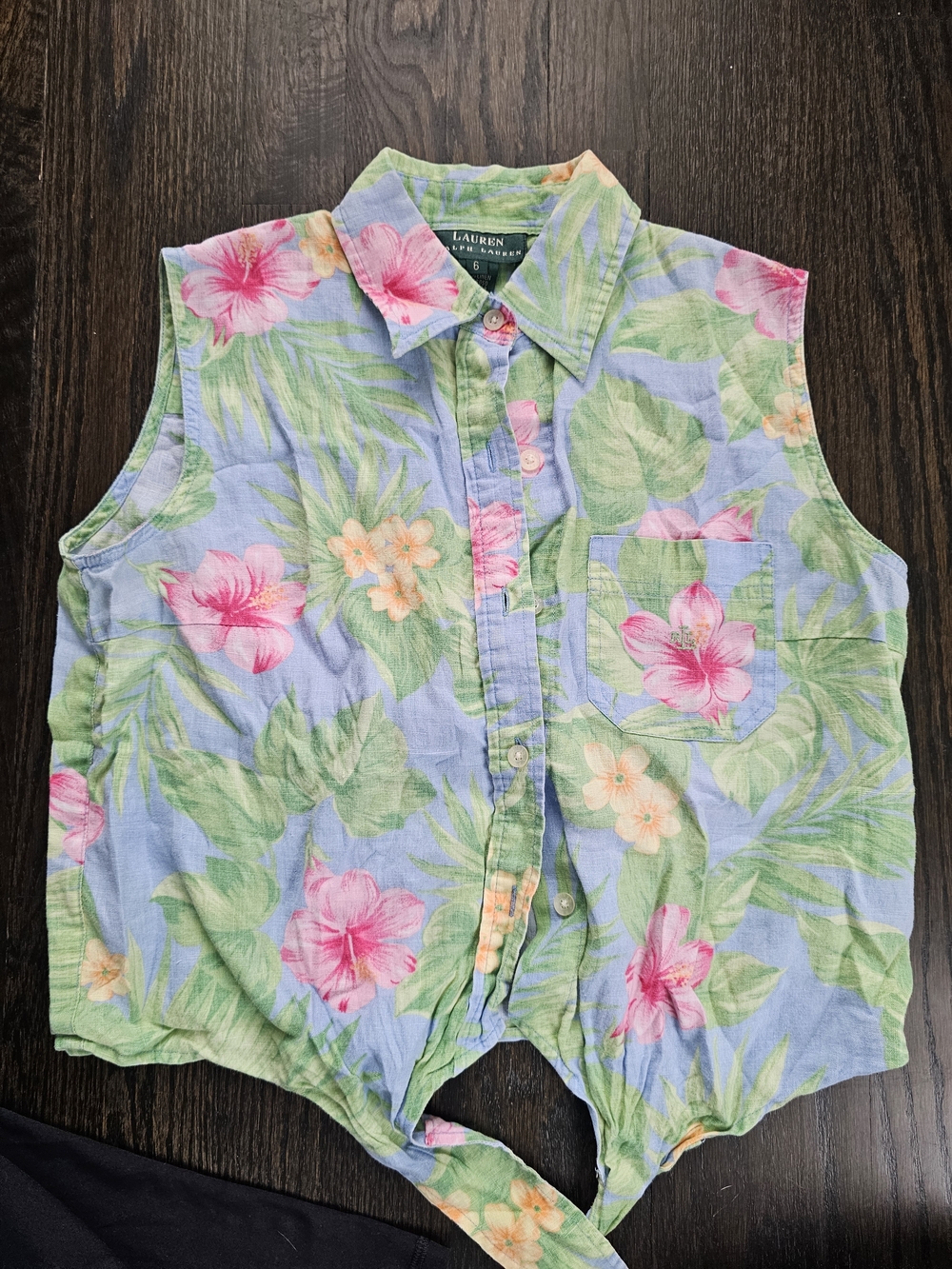 Lauren Ralph Lauren Floral Tie-Front Sleeveless Button-Up - Pastel Floral